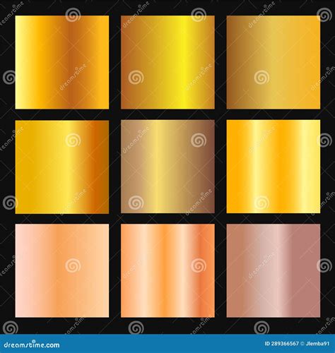 Vector Set of Gold, Bronze Gradient Background. Stock Vector - Illustration of chrome, design ...