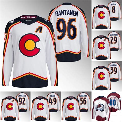 2023 Reverse Retro Avalanche Jersey Nathan MacKinnon Mikko Rantanen ...