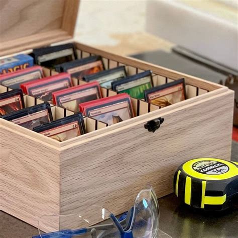 Wooden Trading Card Deck Box | Includes 12 Removable Dividers | Fits up ...