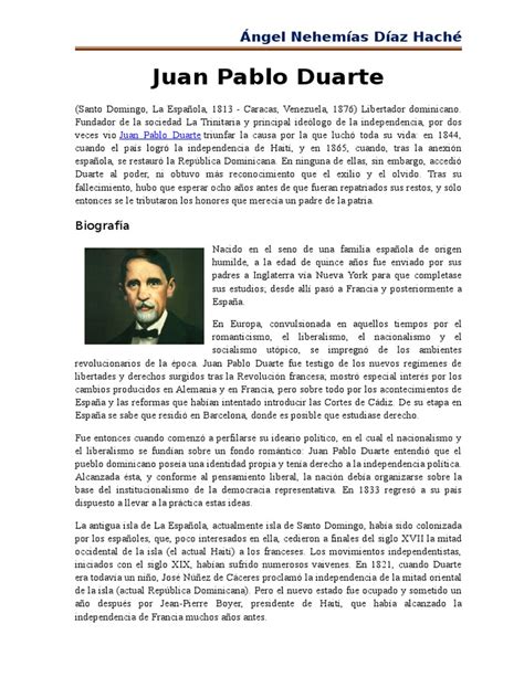 Biografia de Juan Pablo Duarte | Haití | República Dominicana