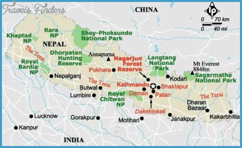 Nepal Map Tourist Attractions - TravelsFinders.Com