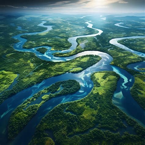 Premium AI Image | Life's Sanctuary Aerial View of the Amazon Rainforest