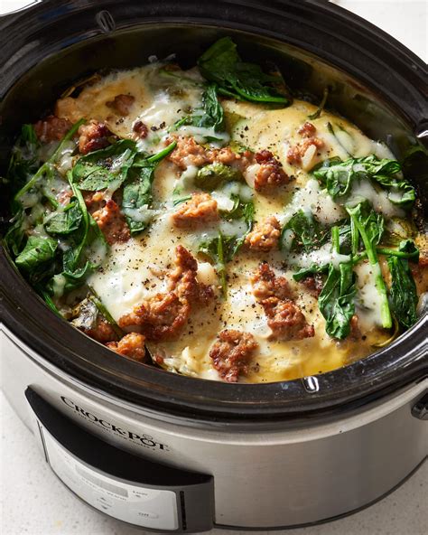 Slow Cooker Sausage and Spinach Breakfast Casserole | Kitchn
