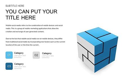 3D Cube Marked Sides PowerPoint Charts Template