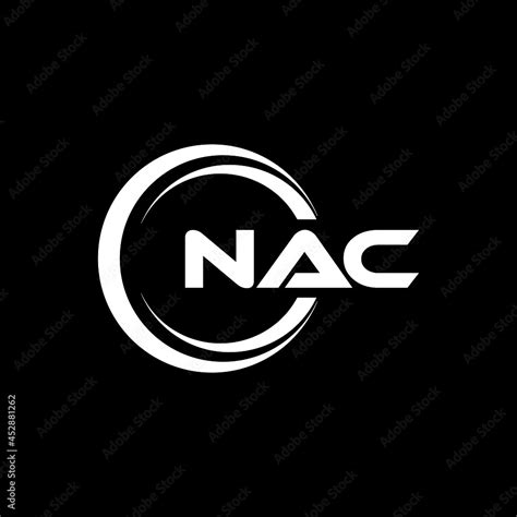 NAC letter logo design with black background in illustrator, vector ...