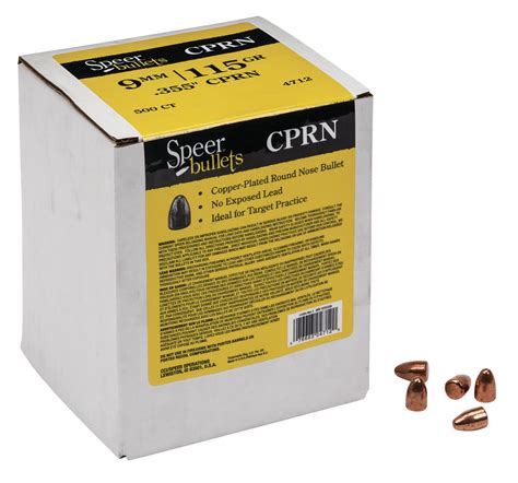 Speer Bullets 9mm, .355 Diameter CRPN Bullets, 115gr, 500/Box - Impact Guns