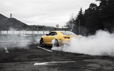 Yellow sports coupe, Camaro, Chevrolet, Burnout, yellow HD wallpaper ...