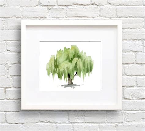 Watercolor Print Willow Tree Willow Tree Art Print Wall | Etsy