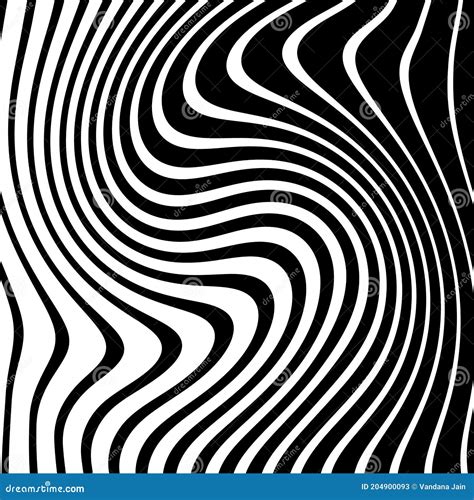 Abstract Pattern of Wavy Stripes or Rippled 3D Relief Black and White ...