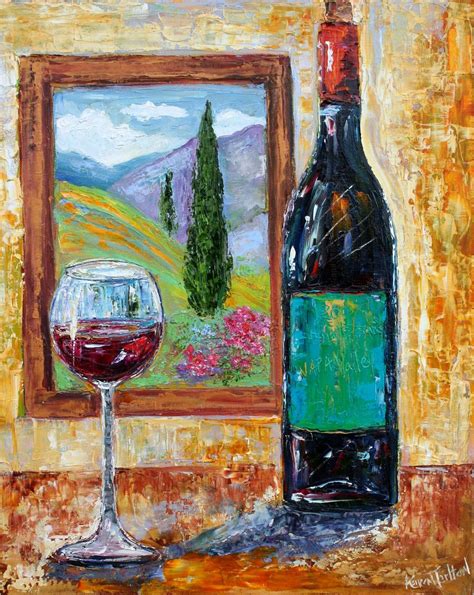Red Wine Painting by Karen Tarlton - Original oil impressionism palette knife fine art | Wine ...