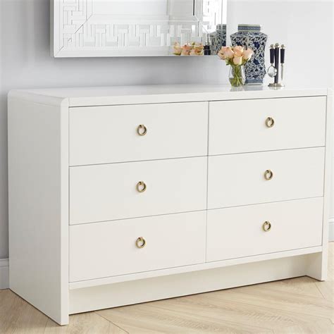 Bungalow 5 Bryant Modern Classic White Lacquered 6-Drawer Dresser