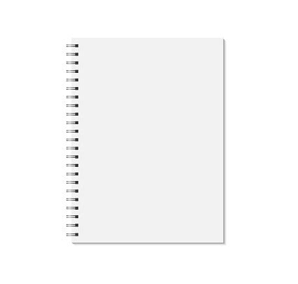 Notebook Mock Up Isolated On White Background Blank Pages Copybook With Metal Spiral Template ...