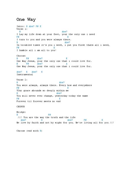 One Way Chords | Song Structure | Songs