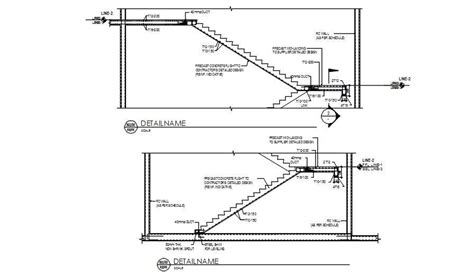 Precast concrete flight staircase typical side section details are ...