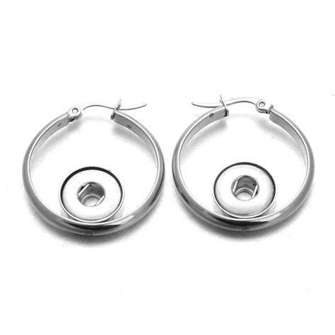 New Snap Jewelry Stainless Steel 12mm Snap Earrings Fashion Mini Button ...