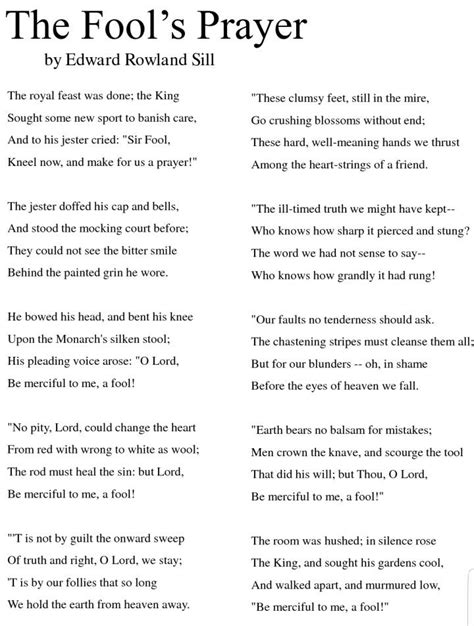 A Fool's Prayer By E. Rowland Sill | Prayers, The fool, Power of prayer