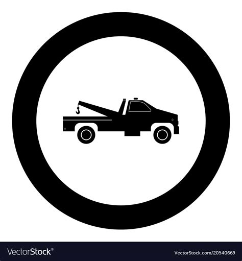 Breakdown truck black icon in circle Royalty Free Vector