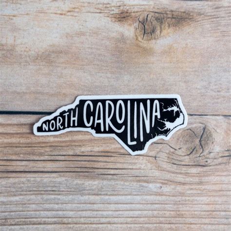 North Carolina State Outline Hand Lettered 3 Die Cut | Etsy