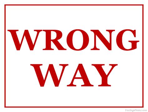 Printable Wrong Way Sign