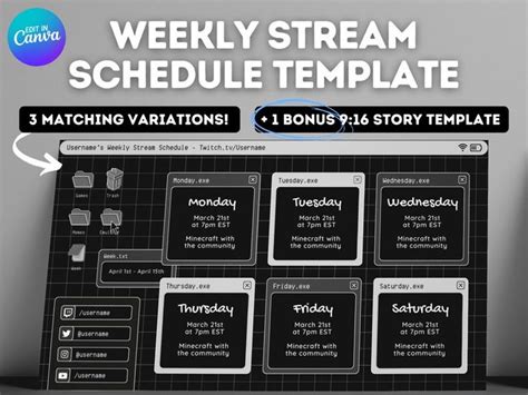 Dark Retro Lofi Twitch Youtube Weekly Stream Schedule Social Media ...