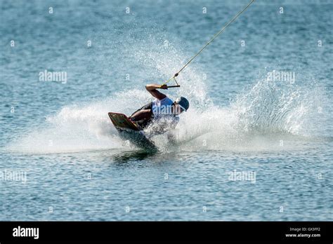 Hradec Kralove, Czech Republic. 15th Sep, 2016. Wakeboarder in action at the cablewakepark in ...