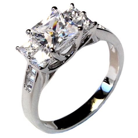 Princess Cut Promise Ring with 5 Diamond (White) Cubic Zirconia Stones - Beautiful Promise Rings