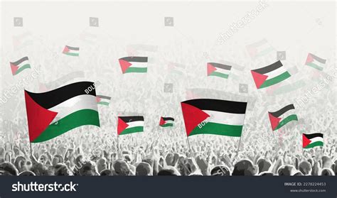 Abstract Crowd Flag Palestine Peoples Protest Stock Vector (Royalty ...