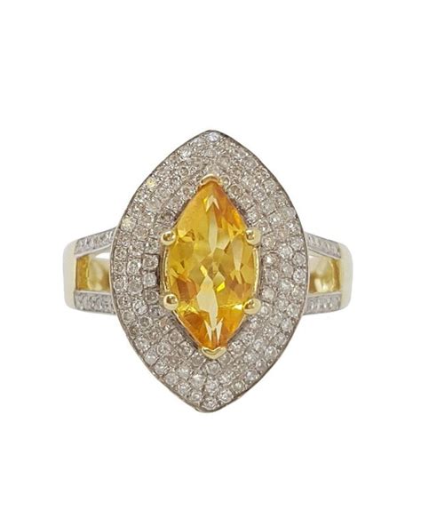 Miss Jewels-2.09ctw Citrine and Diamond 14ct Yellow Gold Ring | Shop ...