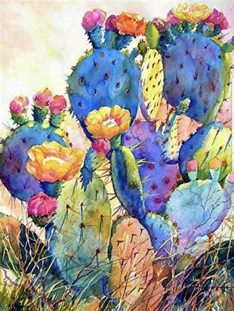 PRICKLY PEAR in BLOOM Cactus Full Diamond Painting Kit | Etsy in 2021 ...