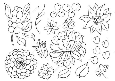 Collection Of Monochrome Floral Elements Background, Children, Fashion, Lily Background Image ...