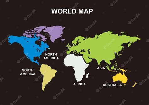 Premium Vector | A map of the world with different countries labeled.