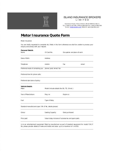 FREE 9+ Insurance Quote Forms in PDF