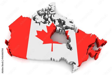 Country shape of Canada - 3D render of country borders filled with ...