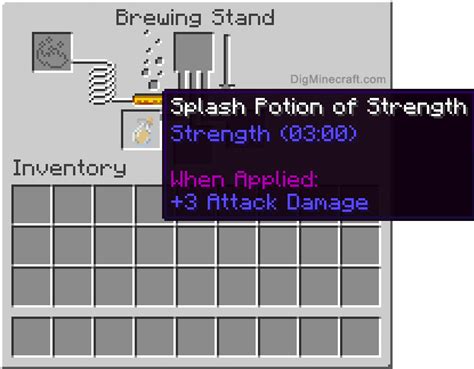 How to make a Splash Potion of Strength (3:00/2:15) in Minecraft