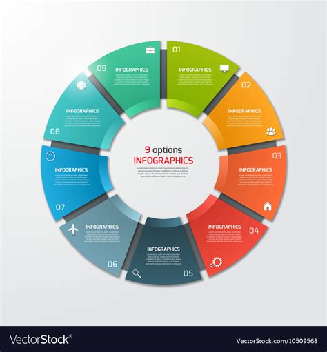 Pie chart infographic template 9 options Vector Image