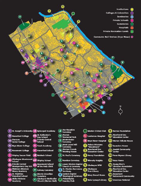 Villanova map Bryn Mawr Original 1937 Main Line Atlas Harriton Park ...