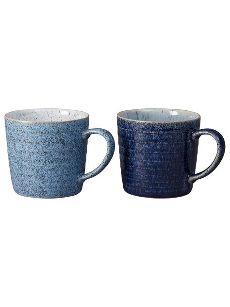 BuyDenby Studio Blue Ridged Mugs, 400ml, Set of 2 Online at johnlewis ...