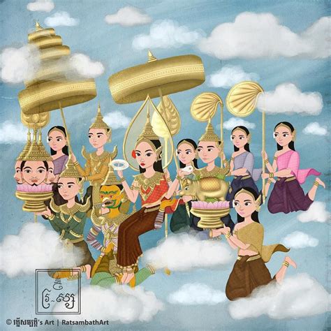 2020 khmer new year’s angels 👼🏻 🇰🇭🙏 | Cambodian art, Cambodian, Khmer ...