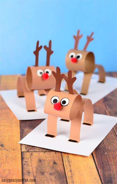 3D Construction Paper Reindeer - Christmas Craft Idea with Template - Easy Peasy and Fun