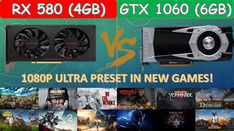 RX 580 (4GB) vs GTX 1060 (6GB) - (1080P) New Games Comparison - YouTube