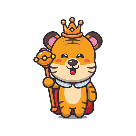 Cute tiger king cartoon vector illustration 6664523 Vector Art at Vecteezy