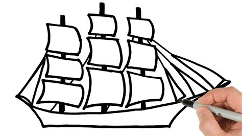 How to Draw Sailing Ship Easy - YouTube