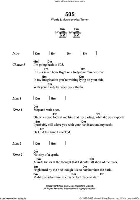 505 sheet music for guitar (chords) (PDF)