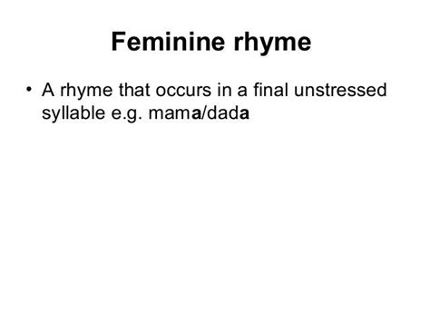 Feminine Rhyme in Poetry