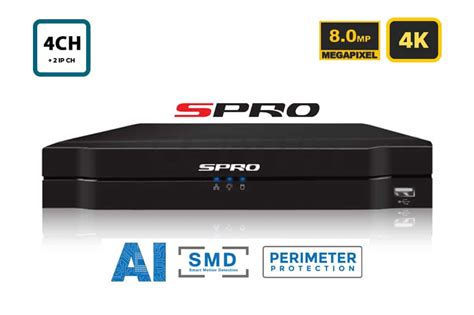 SPRO 4K 4CH 5-in-1 HD CCTV DVR Recorder with AI DHDVR06-B6-V2 | CCTV101