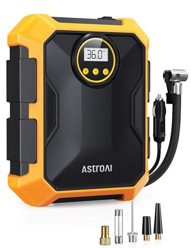 AstroAI 100 PSI Tire Air Compressor Tire Inflator 12V DC Yellow Color with LED Light Digital ...