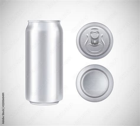 Metal can top, front, bottom view. Can vector visual 500 ml. For beer, lager, alcohol, soft ...