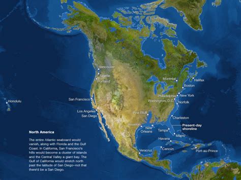 Map of sea level rise: North America (USA and Canada) | Mapas del mundo ...