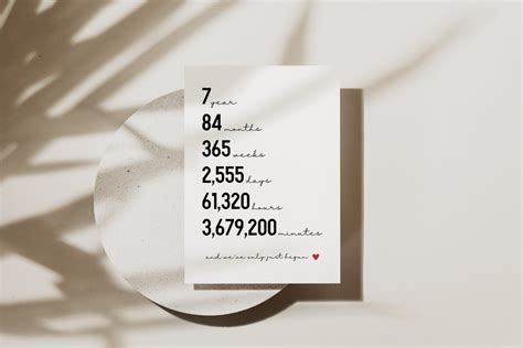 7th Anniversary Card Printable, Seven Anniversary Card Gift for Husband Wife Boyfriend ...