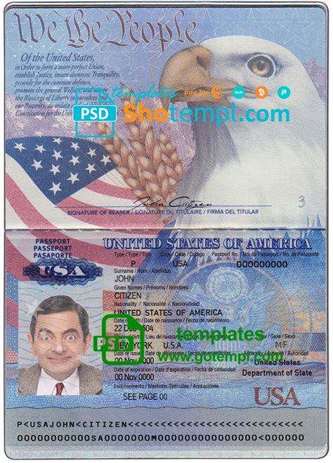 Usa Passport Template - Printable Word Searches